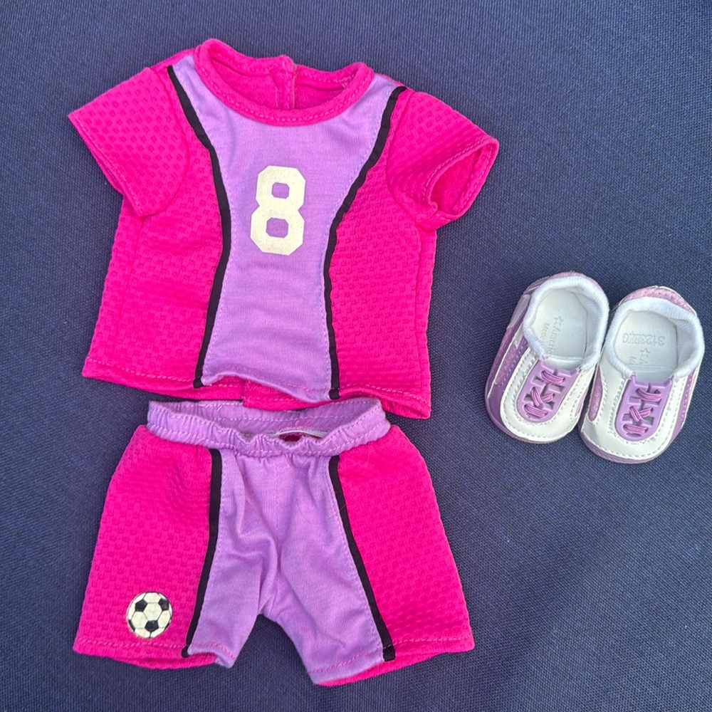 Doll Soccer Uniform with American Girl Doll sneakers